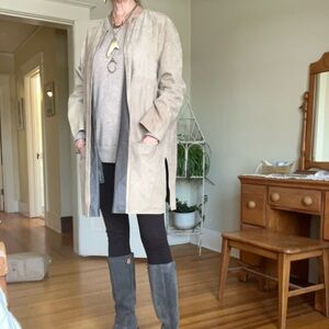 Lafayette 148 New York Taupe Suede Leather Jacket